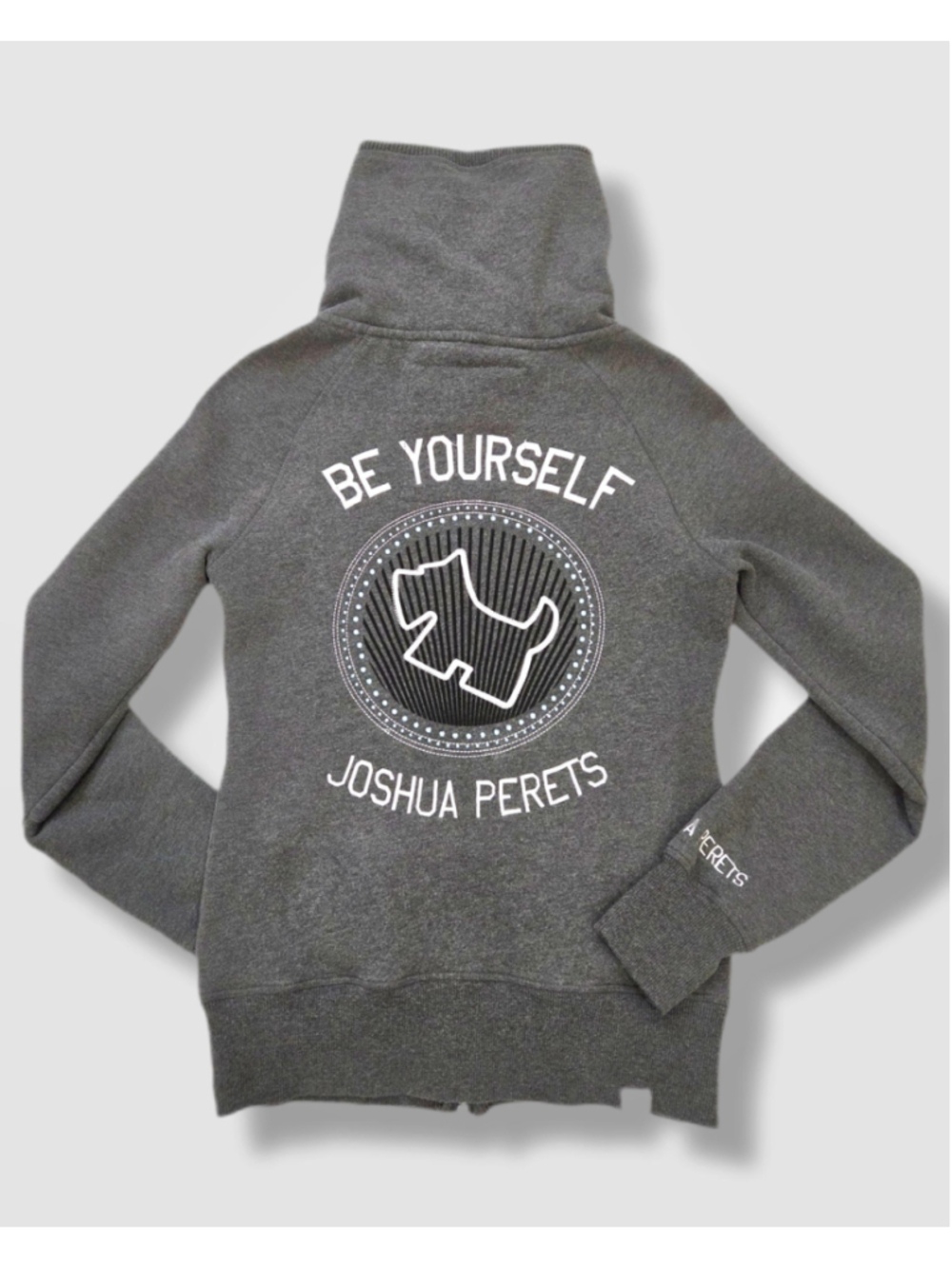 Vintage Joshua Perets Y2K Fleece, Bedazzled logo, Zip‑Up Cardigan, Fitted M
